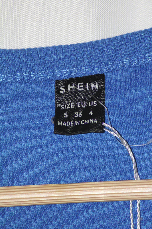 Shein Blue Full Sleeve Stretchable Crop Top – Small