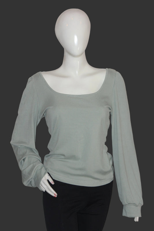 Shein Green Full Sleeve Stretchable Crop Top – Large