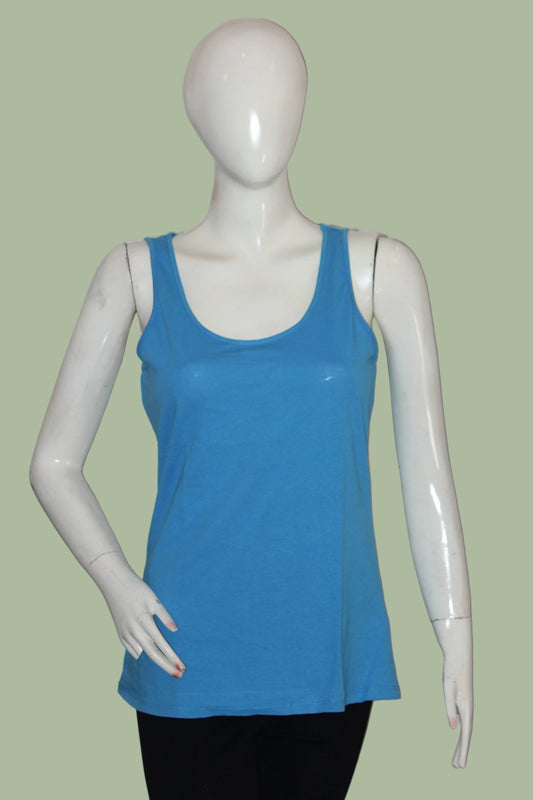 Primark Blue Sleeveless Stretchable Crop Top – Large