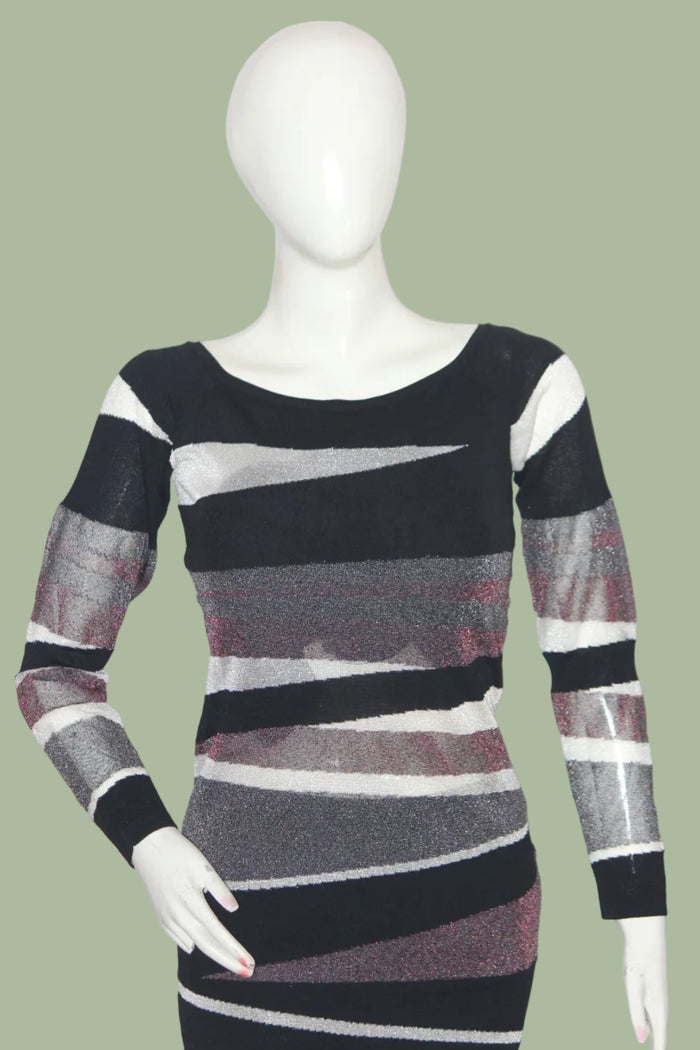 Missguided Black & Silver Full Sleeve Bodycon Dress