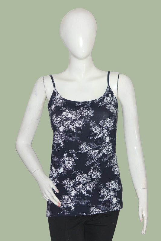 Next Navy Blue Floral Stretchable Tank Top – Medium