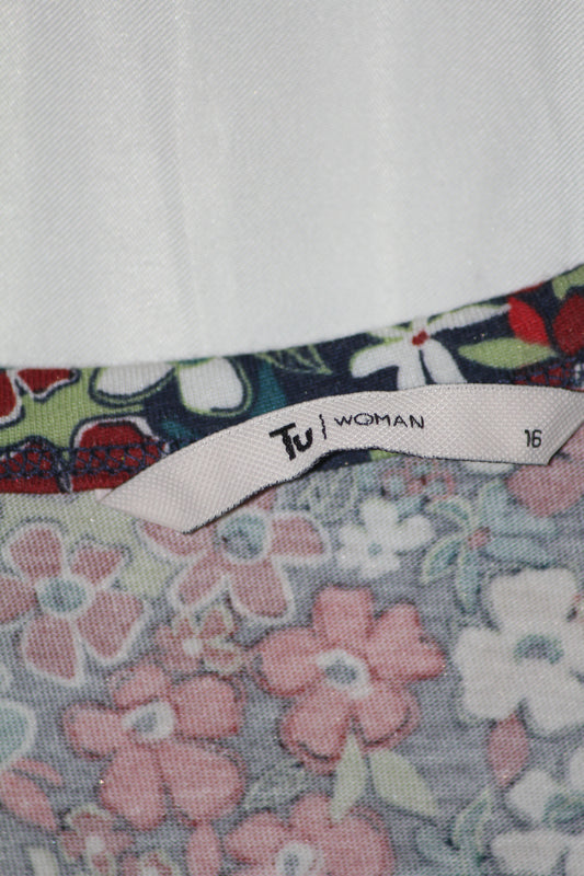 TU Blue Floral Stretchable Tank Top – Large