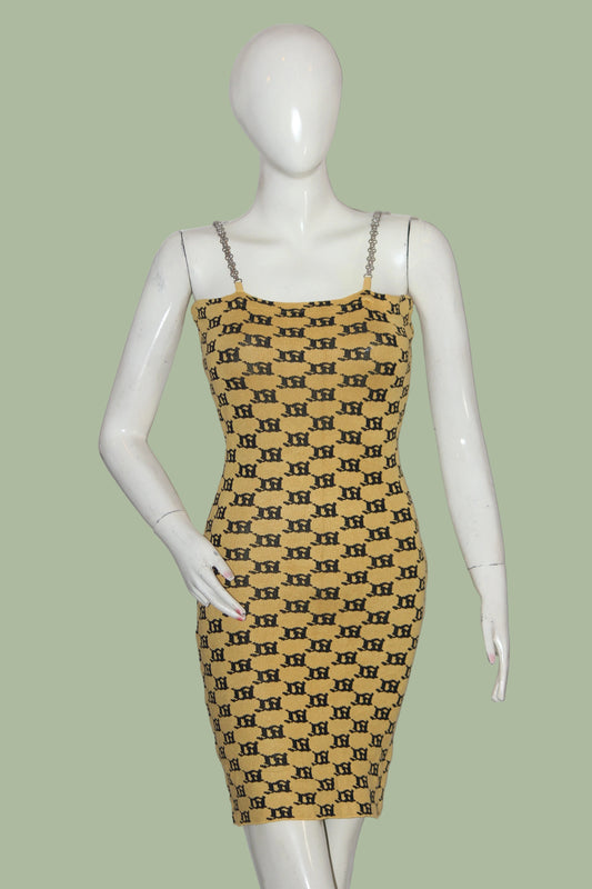 Thriftyfy Green & Black Sleeveless Bodycon Dress