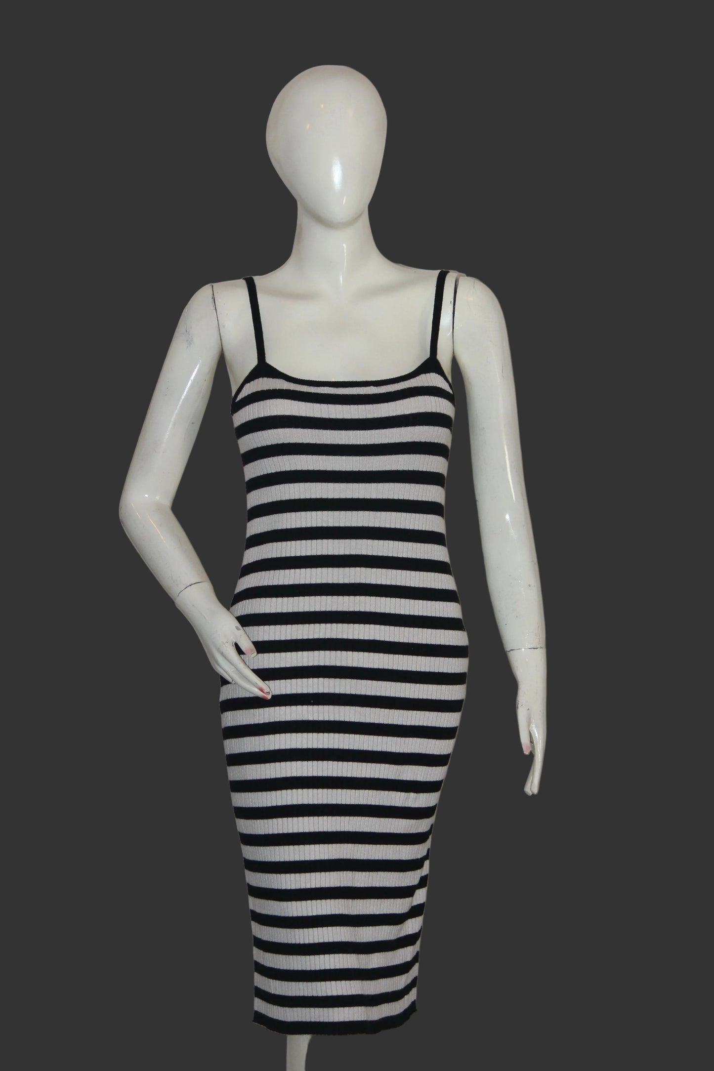 Chicoree Black & White Striped Sleeveless Bodycon Dress