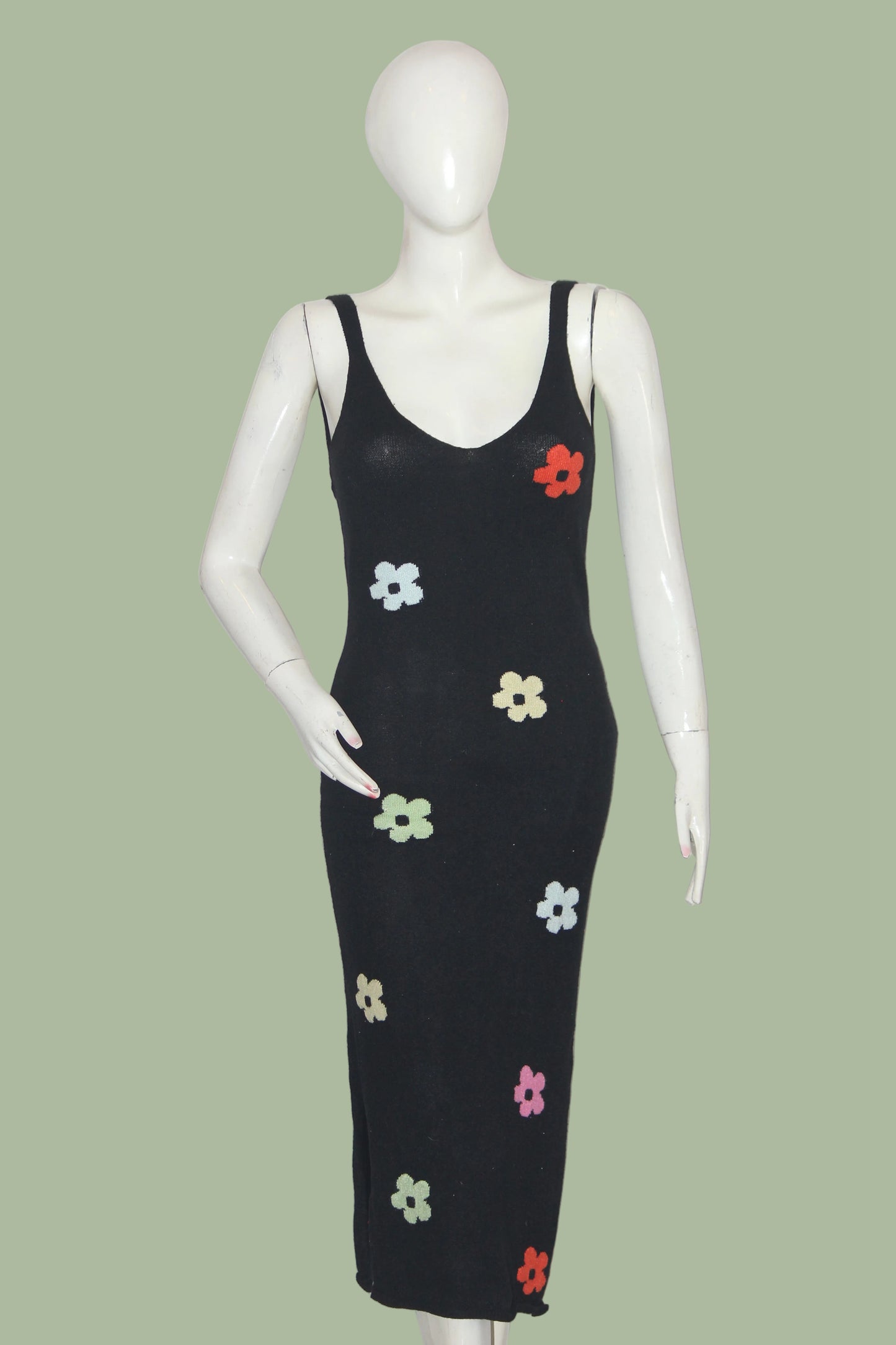 Cider Black Floral Sleeveless Bodycon Dress
