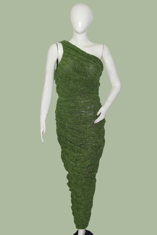 PrettyLittleThing Green Shimmery Sleeveless Bodycon Dress