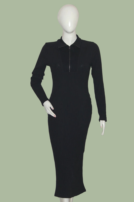 Primark Black Quarter Zip Bodycon Dress