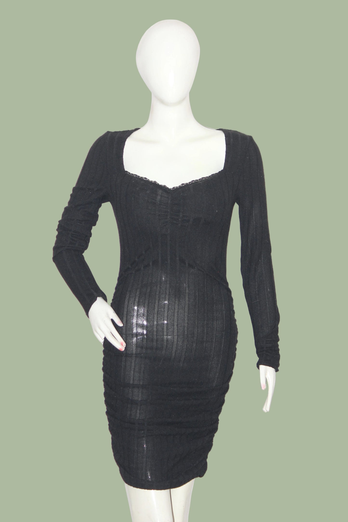 Shein Black Full Sleeve Stretchable Bodycon Dress