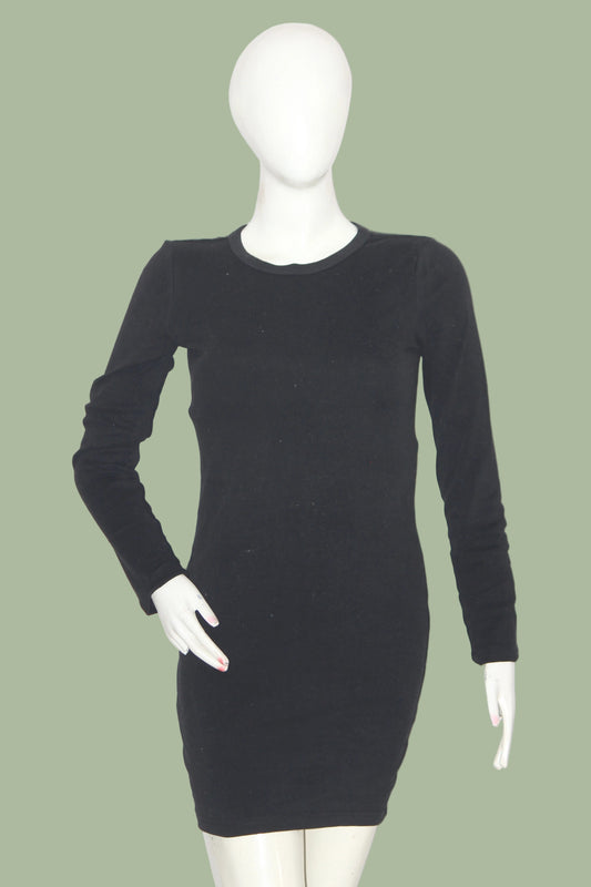 Thriftyfy Black Full Sleeve Stretchable Bodycon Dress