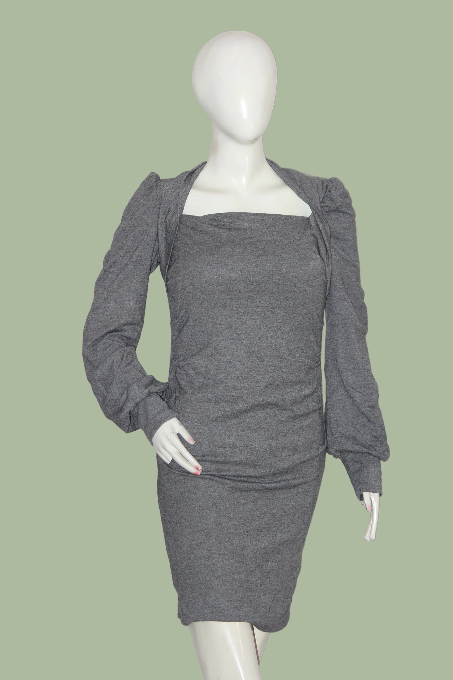 Thriftyfy Grey Sleeveless Stretchable Bodycon Dress