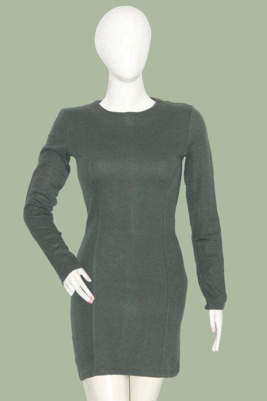 Zara Green Full Sleeve Stretchable Bodycon Dress