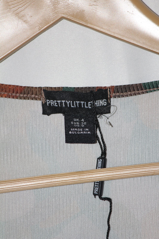 PrettyLittleThing Green Printed Full Sleeve Bodycon Dress