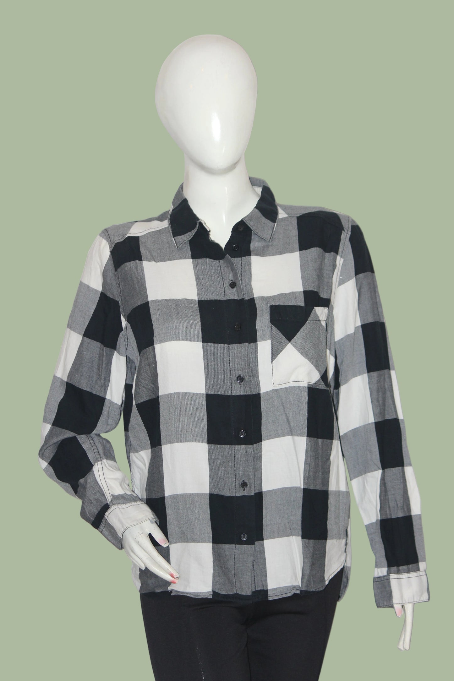 H&M Black & White Checked Cotton Shirt – Small