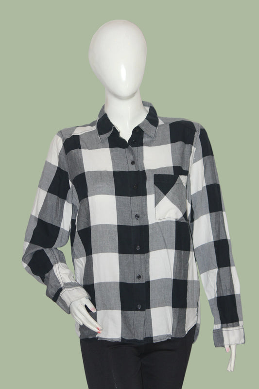 H&M Black & White Checked Cotton Shirt – Small
