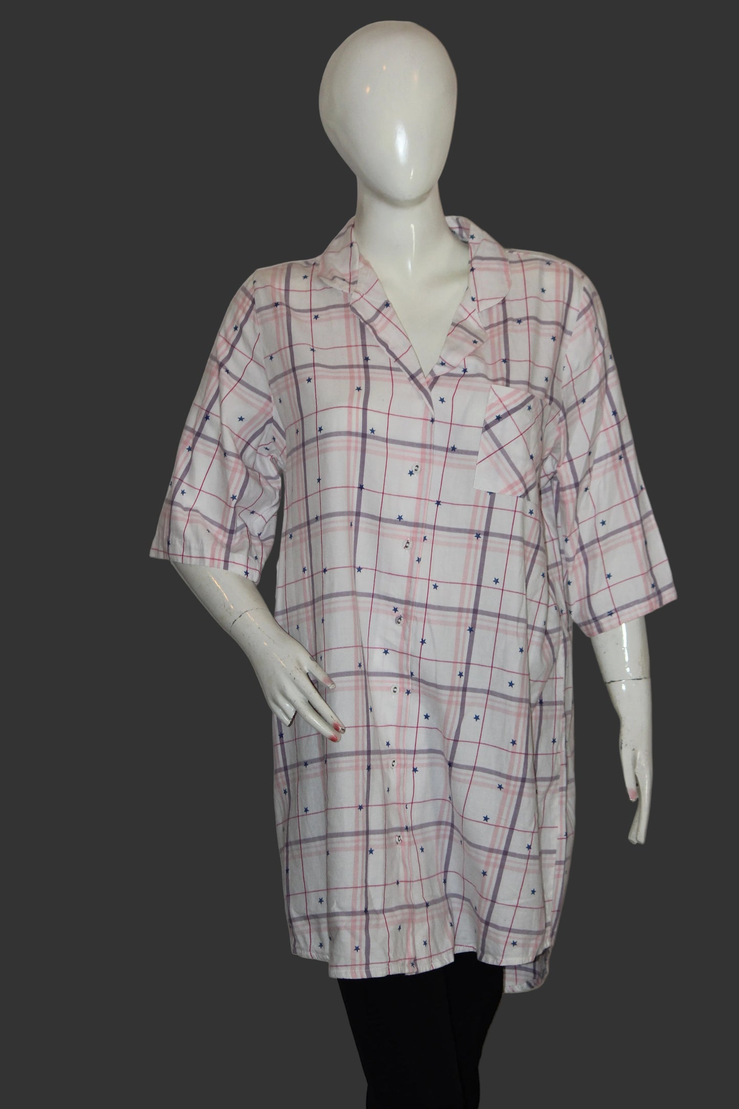 Always Dreaming White Checked Cotton Shirt – Large