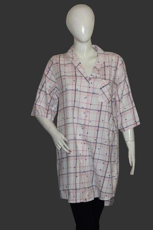 Always Dreaming White Checked Cotton Shirt – Large