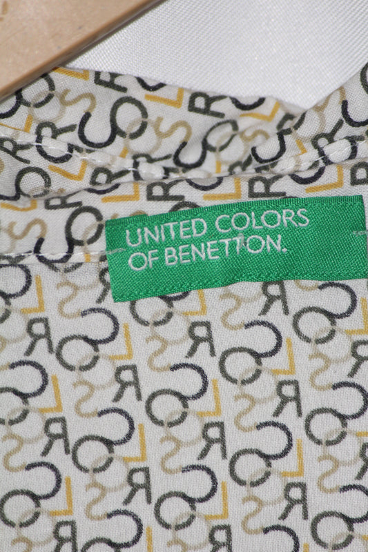 Benetton White Alphabet Print Shirt