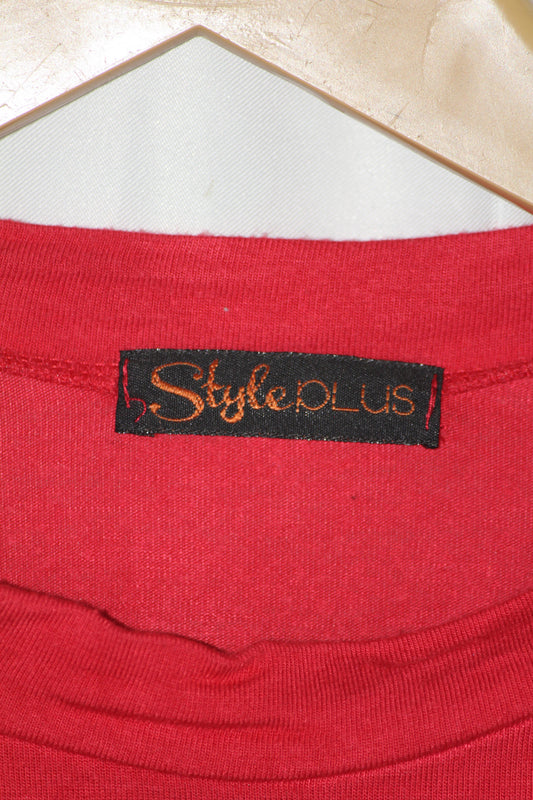 Style Plus Red Half Sleeve Crop Top for Women – Medium