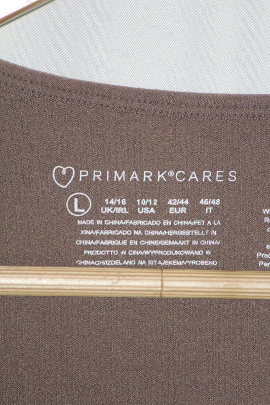 Primark Brown Full Sleeve Crop Top for Women – Large