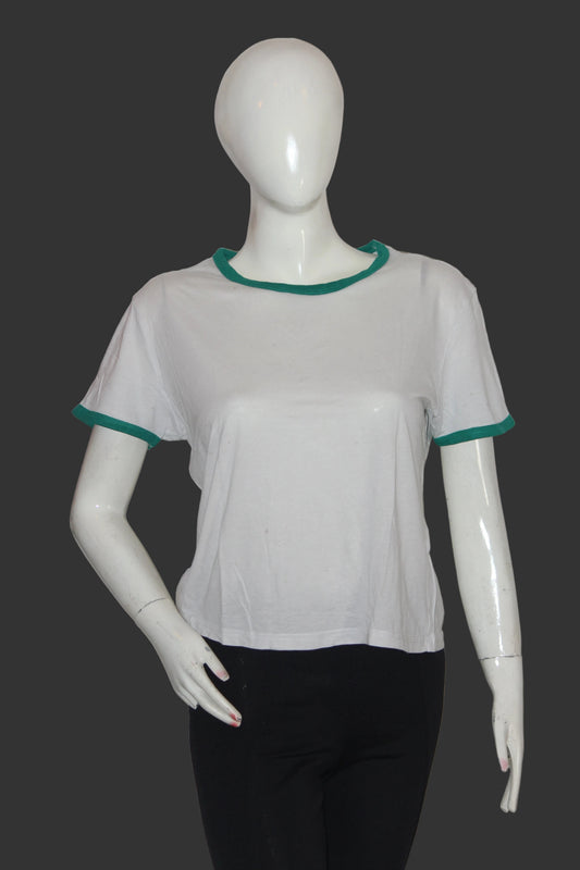 New Look White Half Sleeve Cotton Modal Crop Top for Women – Medium