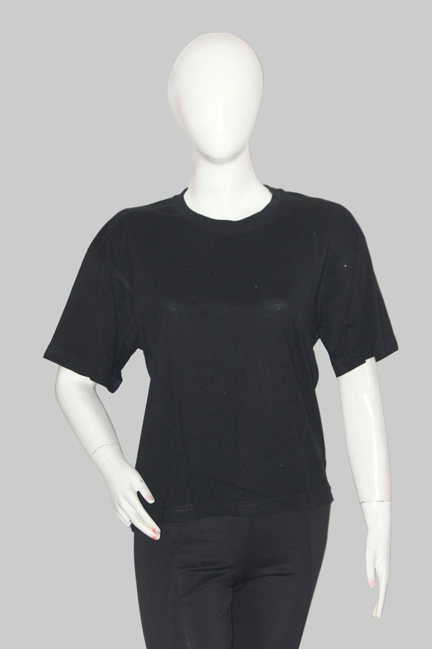 Primark Black Half Sleeve Cotton Crop Top for Women – XS