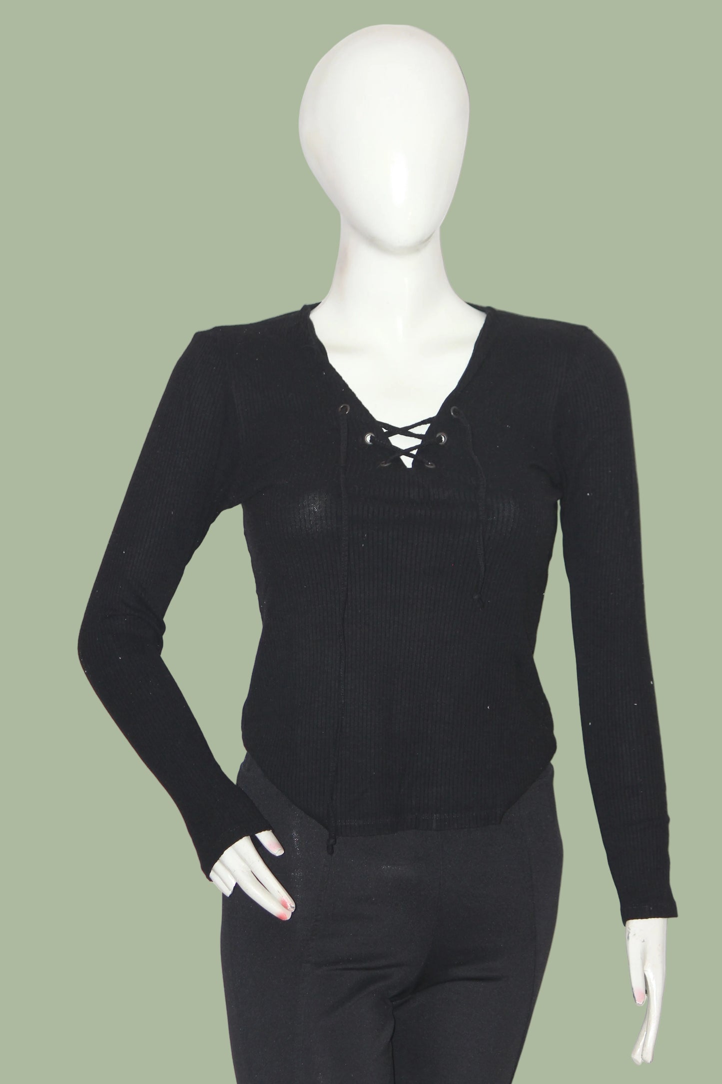 Miss Selfridge Black Full Sleeve Crop Top for Women – Medium