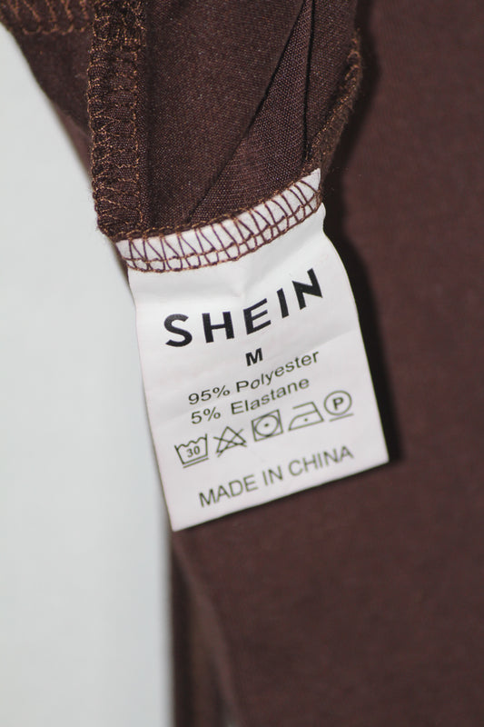 Shein Brown Full Sleeve Crop Top for Women – Medium