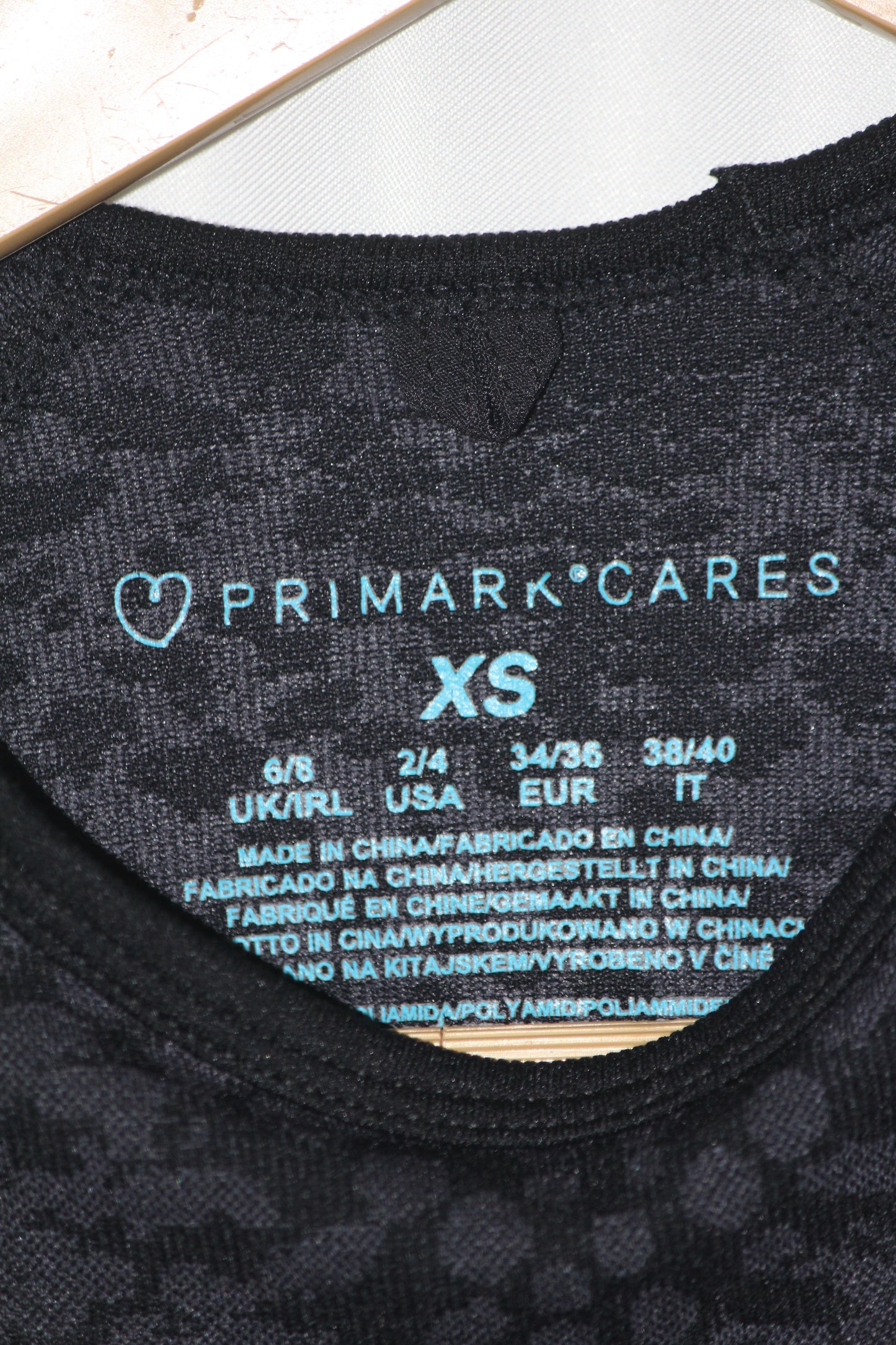 Primark Grey & Black Spotted Full Sleeve Crop Top for Women – XS