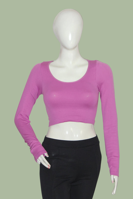 Primark Pink Full Sleeve Crop Top for Women – XS