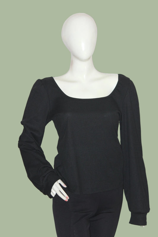 Shein Black Full Sleeve Crop Top for Women – Large