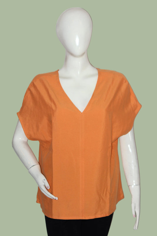 Primark Orange Half Sleeve Crop Top for Women – Small