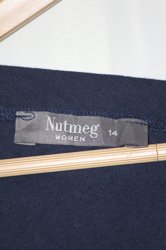 Nutmeg Navy Blue Half Sleeve Cotton Crop Top for Women – Medium