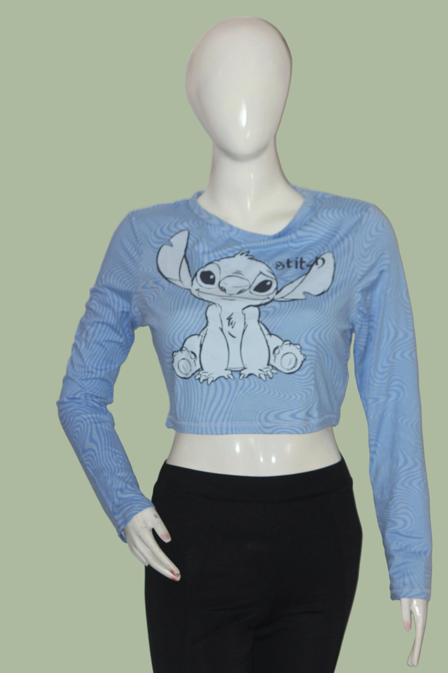 Disney Sky Blue Rabbit Print Crop Top for Women – Small
