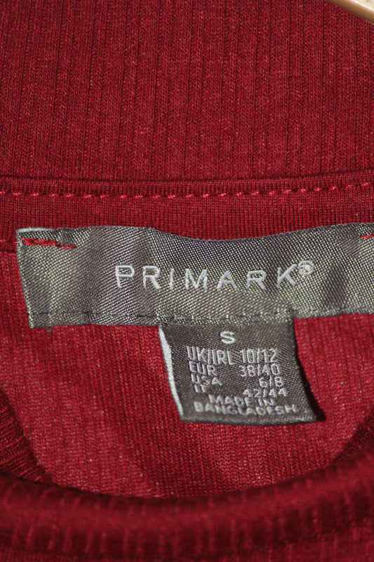 Primark Maroon Full Sleeve Crop Top for Women – Small