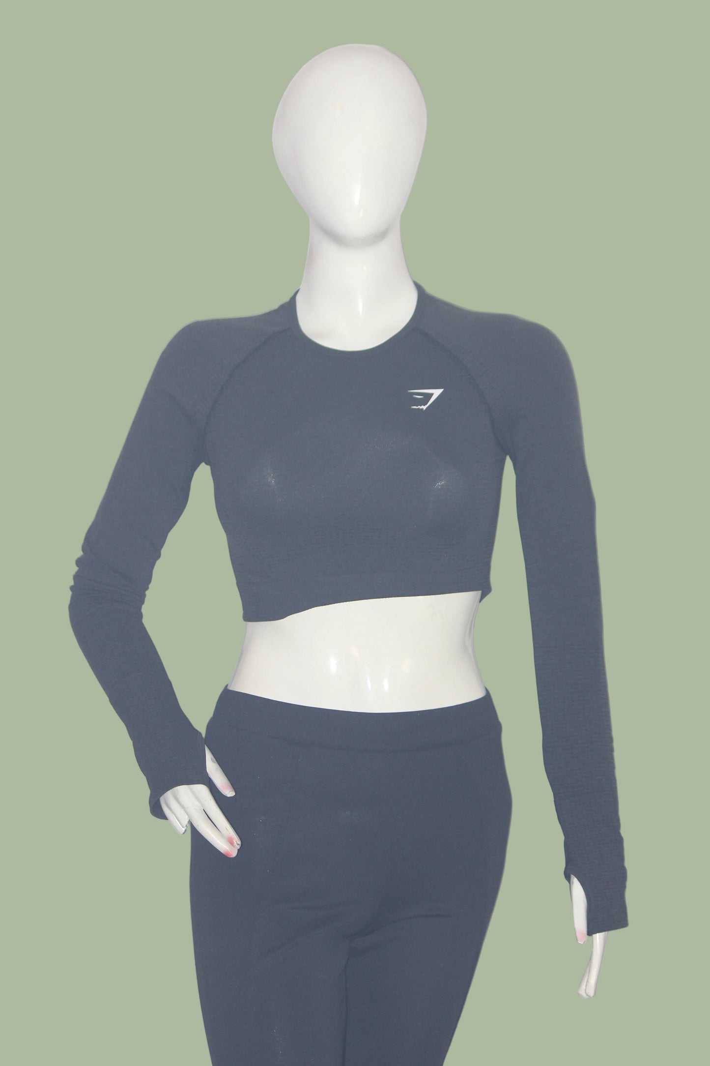 Gymshark Black Full Sleeve Stretchable Crop Top for Women – Small