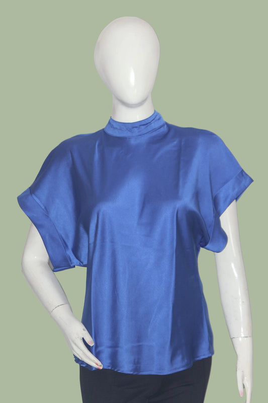 Paladoro Blue Sleeveless Crop Top for Women – Small