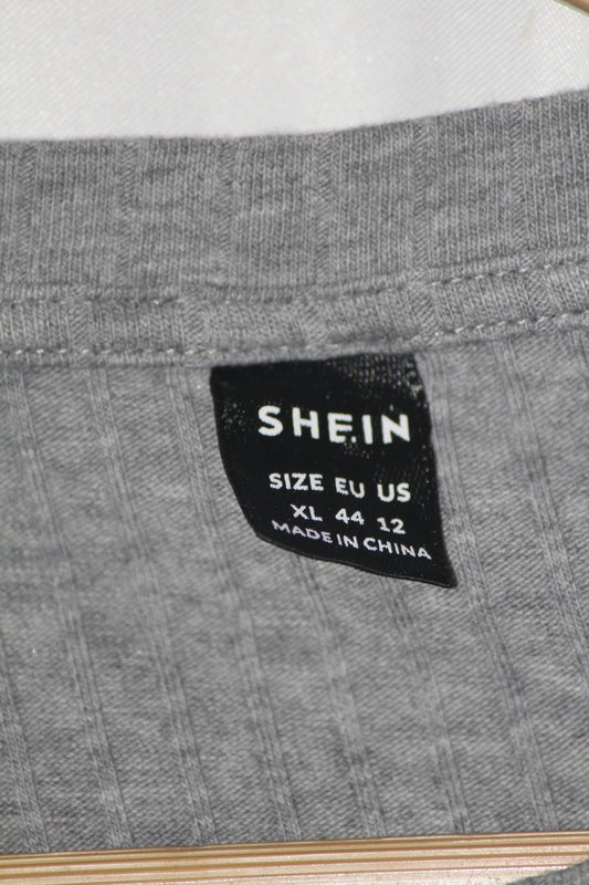 Shein Grey Half Sleeve Cotton Crop Top for Women – XL