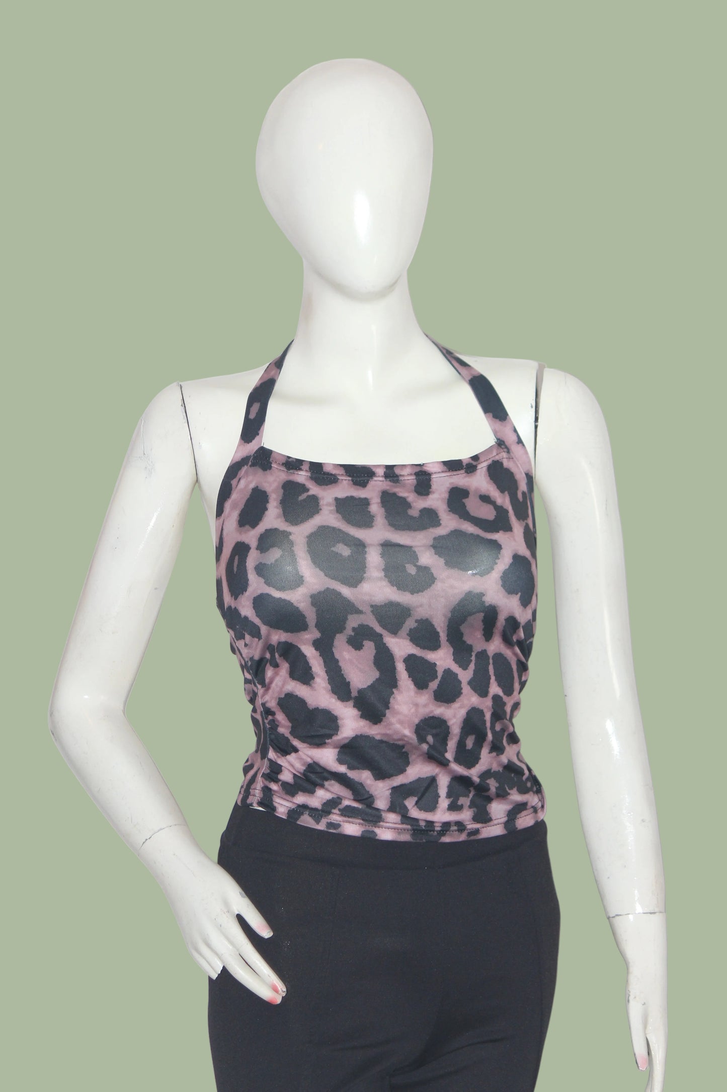 Shein Purple & Black Sleeveless Printed Crop Top for Women – XS