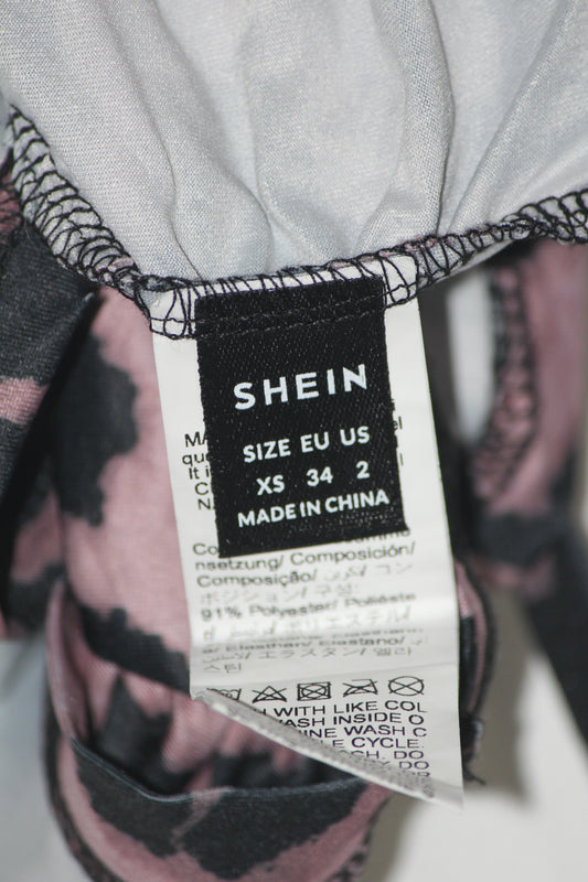 Shein Purple & Black Sleeveless Printed Crop Top for Women – XS