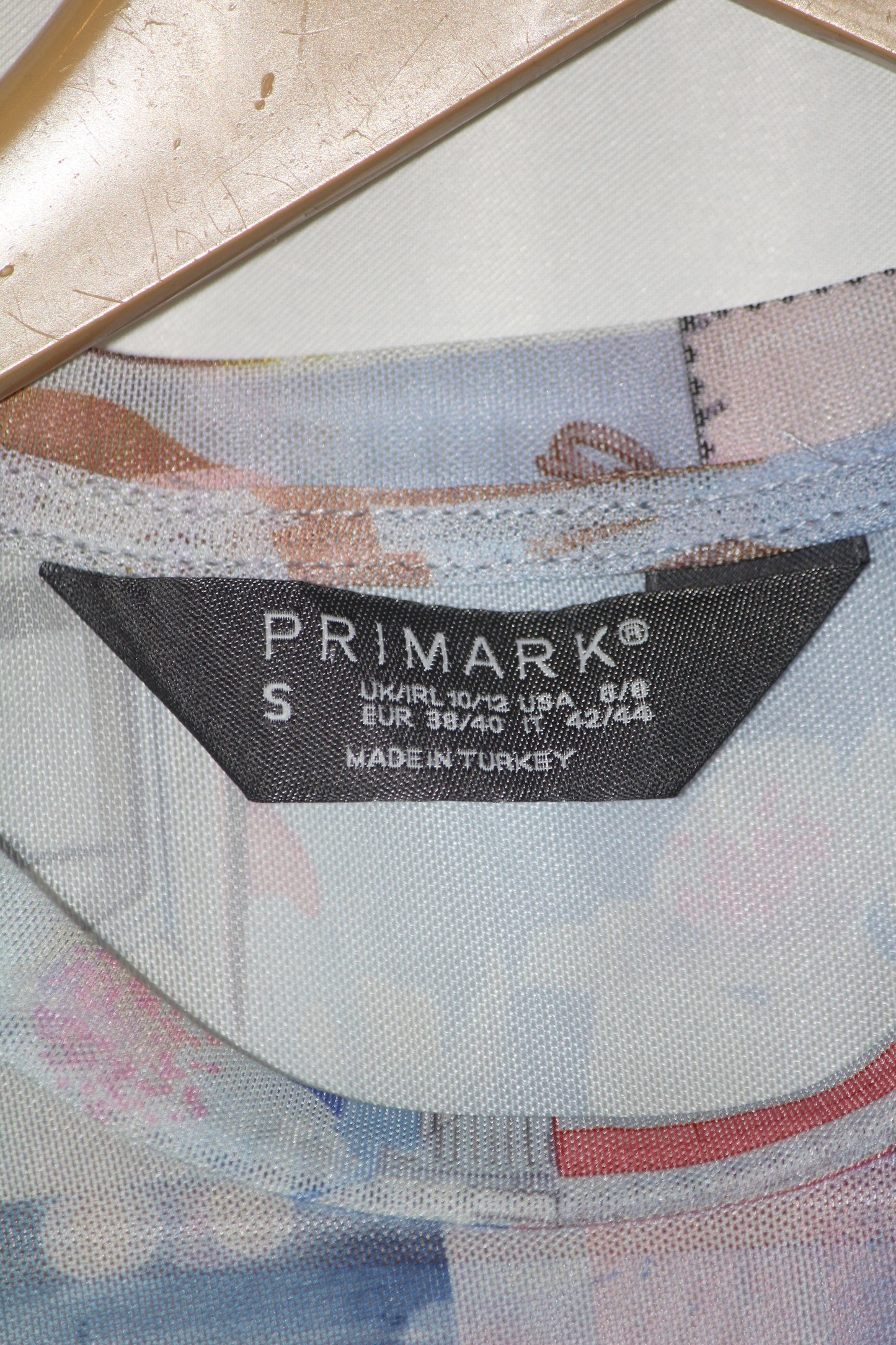 Primark Blue Printed Half Sleeve Crop Top for Women – Small