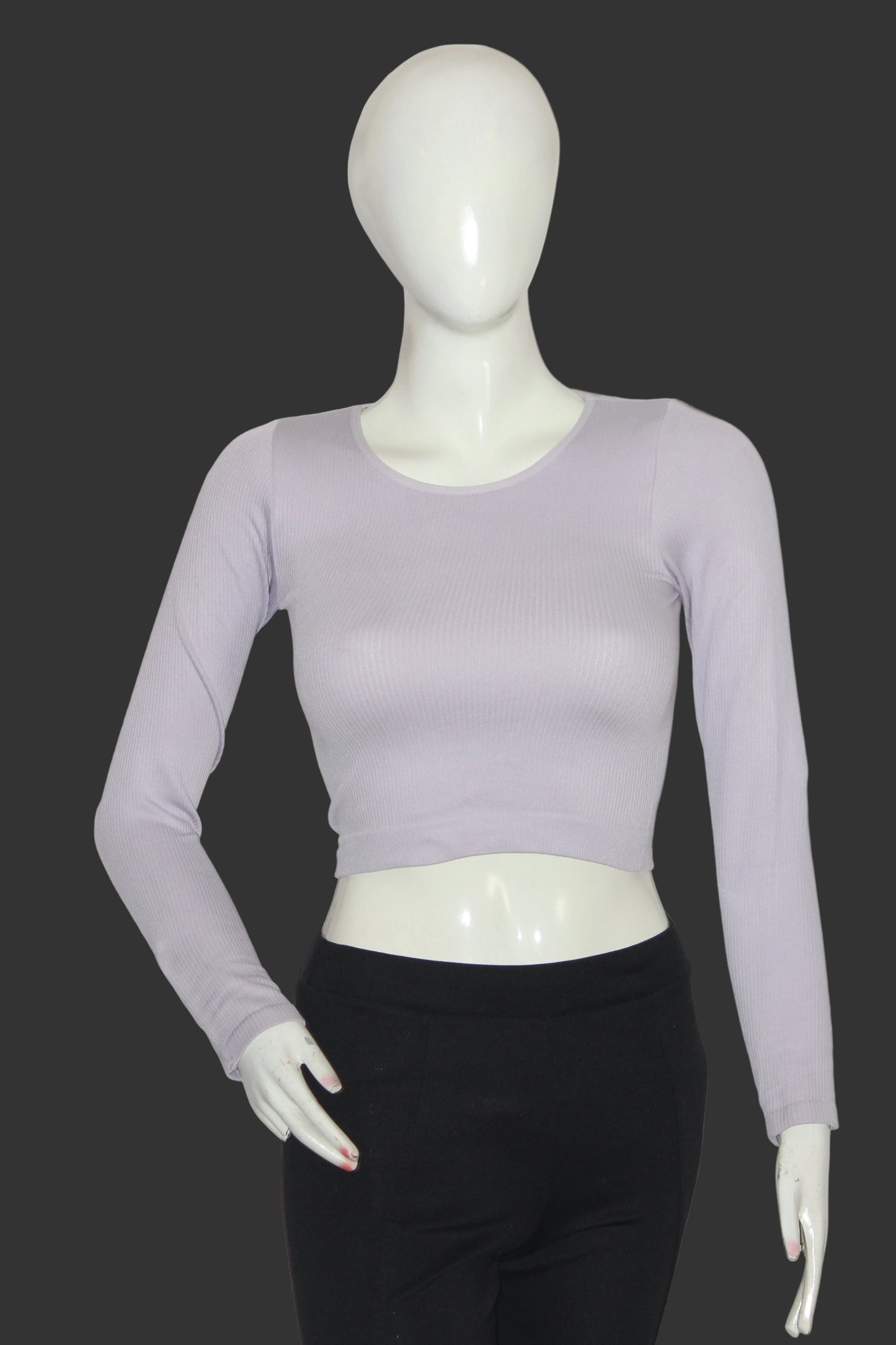 F&F Light Purple Full Sleeve Crop Top for Women – Medium