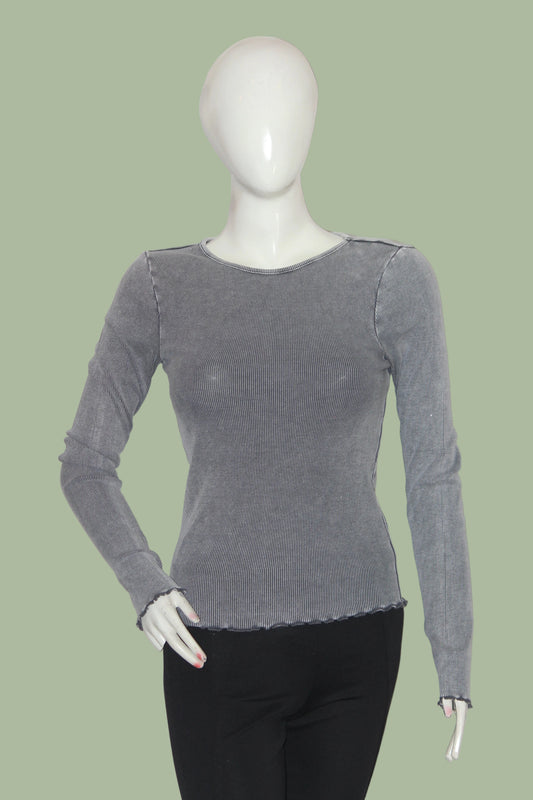 New Look Silver Full Sleeve Crop Top for Women – Small