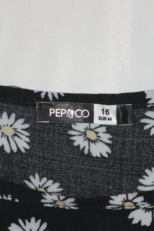 Pep&Co Floral Black Tank Top