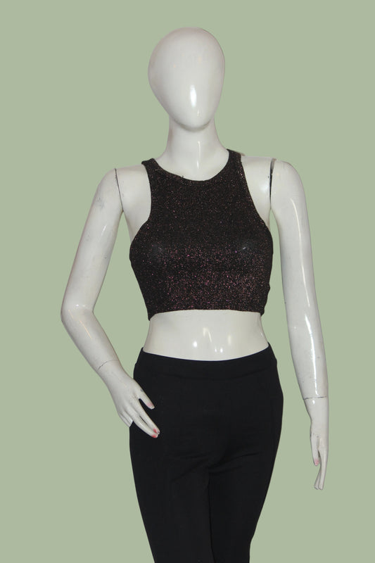 Urban Glow Black Glitter Crop Top