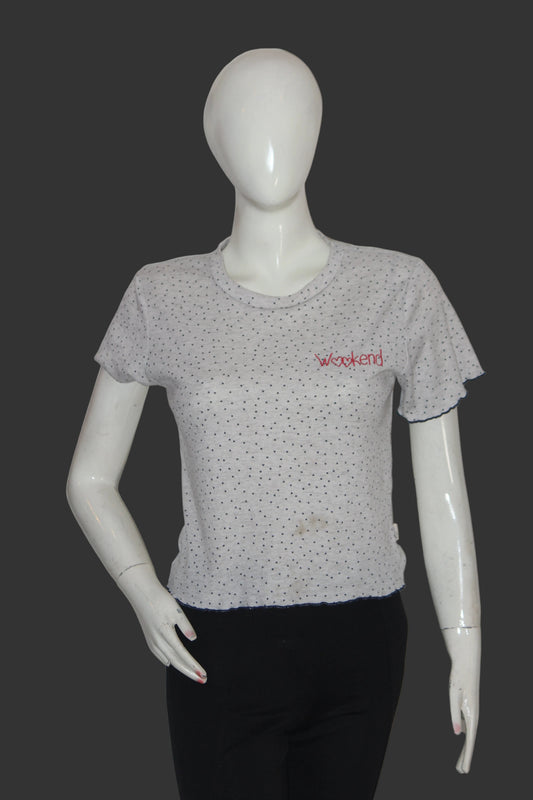 White Half Sleeve Crop Top – Unwind (Small)