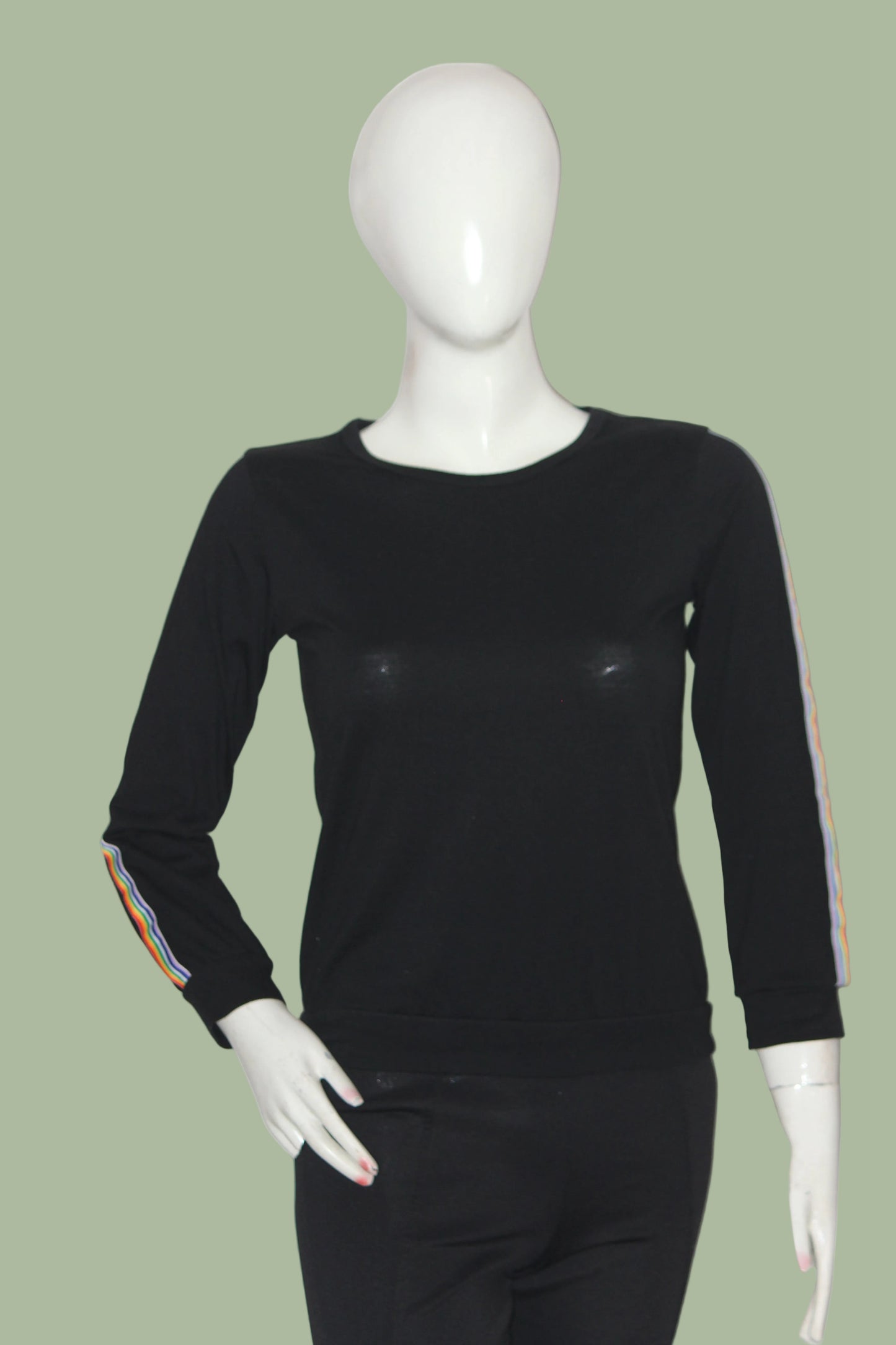 Rainbow Sleeve Black Crop – Shein (M)