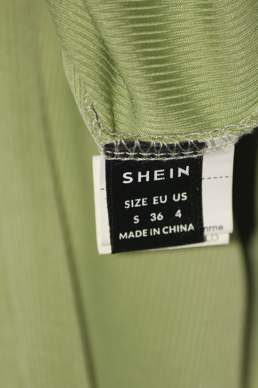Light Green Full Sleeve Crop Top – Shein (Small)