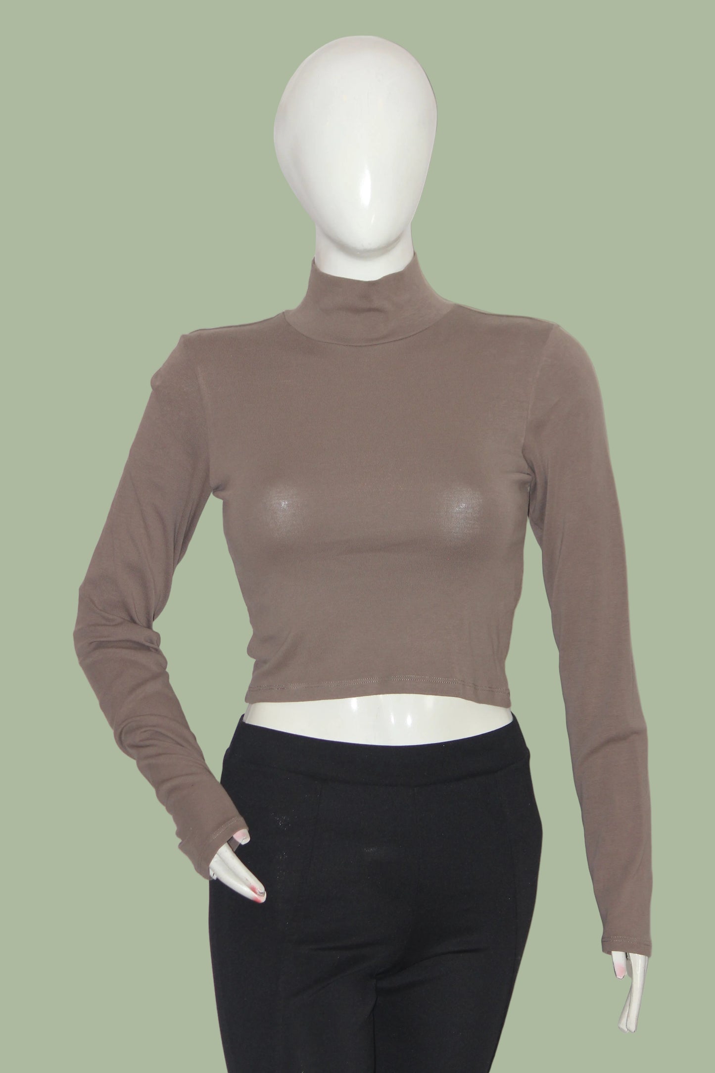 Brown Full Sleeve Crop Top – Zara (Small)