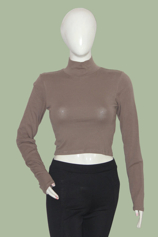 Brown Full Sleeve Crop Top – Zara (Small)
