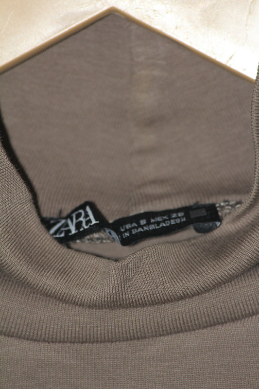 Brown Full Sleeve Crop Top – Zara (Small)